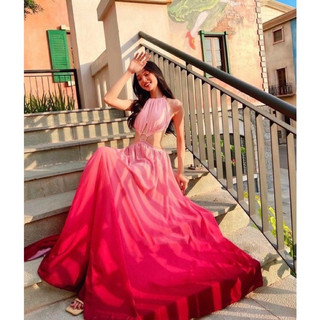 Sẵn đầm maxi hoa hồng khoét eo hở lưng dáng xoè siêu dễ thương vintage sống ảo cực sang chảnh chất chill