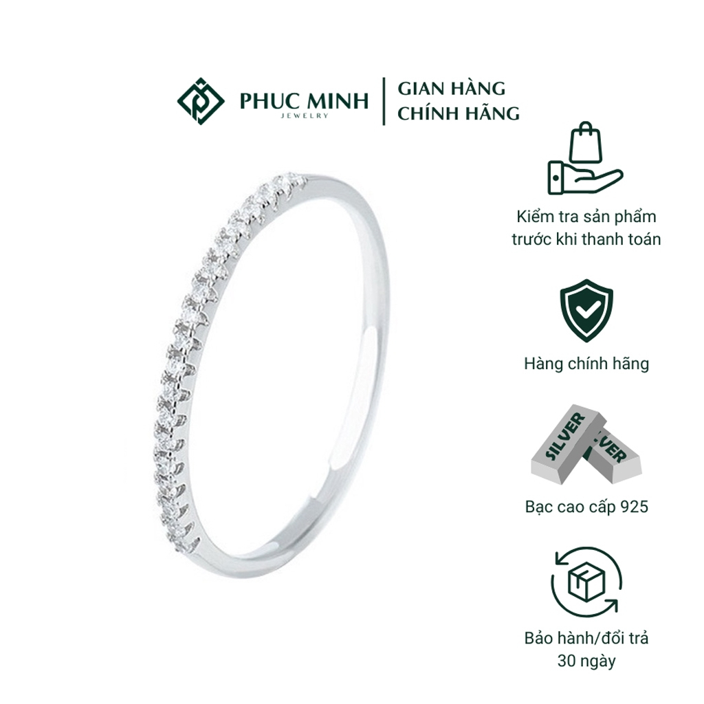 Nhẫn bạc nữ Phúc Minh Jewelry đính một hàng đá sang trọng PMJ0272 - Nhẫn bạc ta cao cấp