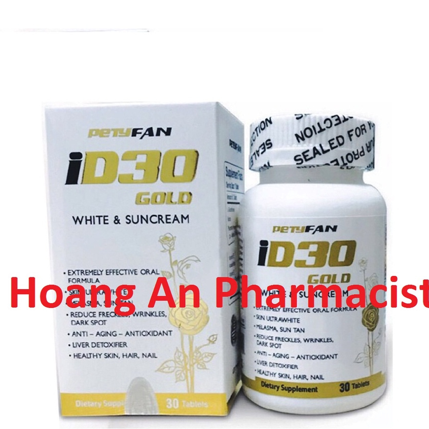 Viên uống trắng da, giảm nám, chống nắng, chống lão hóa PETYFAN ID30 đạt chuẩn được FDA công nhận