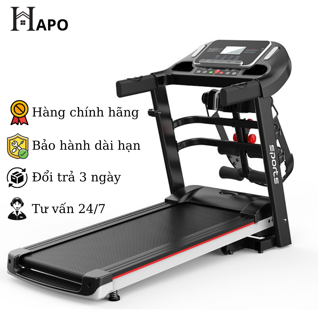  Máy Chạy Bộ Tại Nhà Gấp Gọn HP03 Tốc Độ Tối Đa 14km h Máy Chạy Bộ Đa Năng Tại Nhà Kèm Dây Đai Massage Bụng 