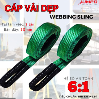 Dây cáp vải cẩu hàng 2 tấn 6:1 - Dây bẹ, dây cẩu, cáp vải cẩu hàng Jumpo chất lượng 2 đầu mắt bản dẹp cẩu nâng hàng hóa
