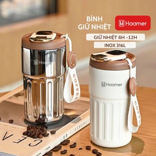  Bình Giữ Nhiệt Haamer Inox 316L Màn Hình Led Hiển Thị Nhiệt Độ An Toàn Thực Phẩm Giữ Nhiệt 6h 450ML Tiện Lợi - B011 