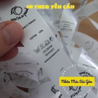 100c Nhãn mác quần áo In theo yêu cầu Satin lụa-nhãn mác quần áo- mác in satin 3cm