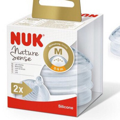 Bộ 2 núm ti NUK Nature Sense, 100% hàng chính hãng.