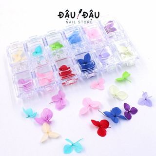 Khay Hoa khô 12 màu đắp bột làm hoa ẩn trang trí móng phong cách Hàn Nhật
