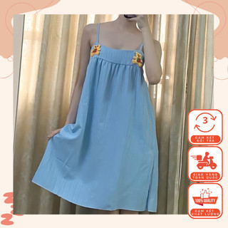 Váy Nữ Hai Dây Nơ Siêu Xinh Chất Xốp Freesize 40-60kg