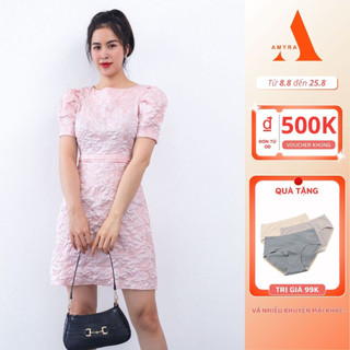 ( XẢ KHO ) Đầm Gấm Dự Tiệc Sang Trọng Bigsize AMYRA , Thiết Kế Dáng Chữ A Tay Phồng Cao Cấp Phù Hợp Đi Tiệc DA160