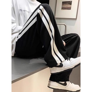 Quần Ống Rộng Dáng Suông Unisex HAI KẺ SỌC Quần Jogger Thể Thao Nam Nữ Vải Nỉ Cotton dày Hotrend Phong Cách Hàn Quốc
