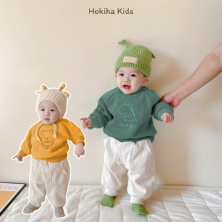  Bộ quần áo nỉ bông dày dặn cho bé trai bé gái Hokiha Kids áo nỉ bông quần nhung tăm mềm mại size 8-17kg TE75 