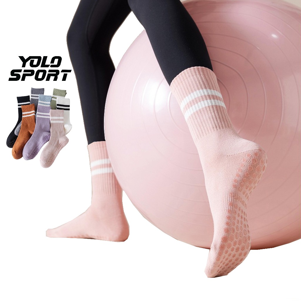 Tất Vớ Nữ Tập Yoga Pilates Gym Thể Thao Chống Trơn Trượt Cổ Lửng Đệm Silicone Bàn Chân Cotton Thoáng Khí Chất Lượng Cao