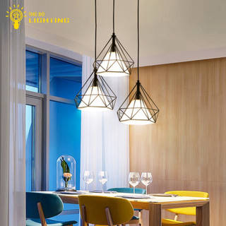 Đèn Thả Trần Đơn THỦ ĐÔ LIGHTING Chất Liệu Thép Và Vải Dù Khung Chụp Đèn Hình Kim Cương Ø 250mm.