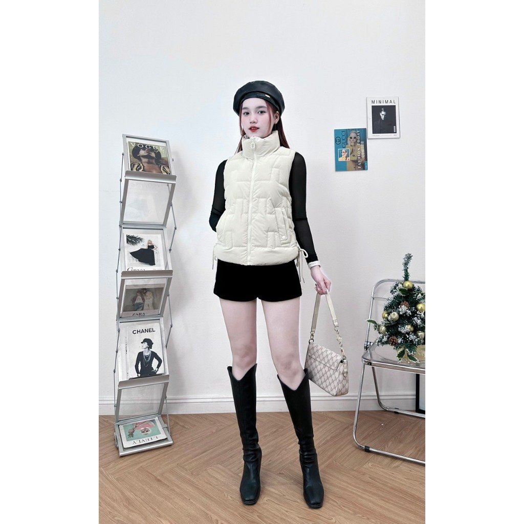  Áo Khoác Phao Gile Nữ Dáng Dài Có Dây Rút Áo Phao Gile Chạy Lập Trình Áo Gile Phao 3 Màu 