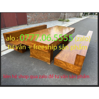 Bộ bàn ghế k3 có tựa gỗ cẩm vàng đóng hộp cao cấp