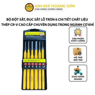 Bộ đột sắt, đục sắt lỗ tròn 6 chi tiết chất liệu thép CR-V cao cấp chuyên dụng trong ngành cơ khí
