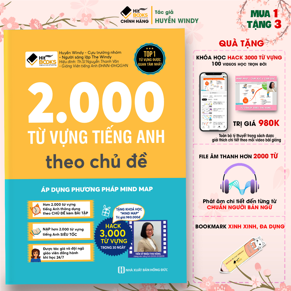 Sách - 2000 Từ Vựng Tiếng Anh Theo Chủ Đề Áp Dụng Phương Pháp Mindmap - TẶNG KHOÁ HỌC HITBOOKS