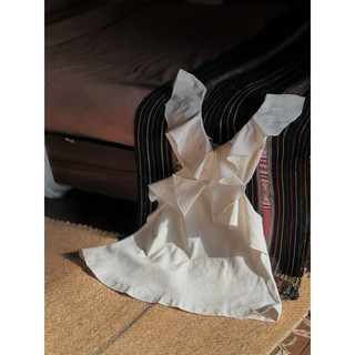 BEIGE LINEN DRESS - Đầm linen vạt bèo,cột nơ lưng.