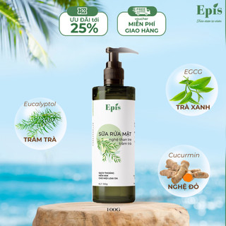 Sữa rửa mặt nghệ than tre tràm trà epis i làm sạch nhẹ dịu, kiềm dầu & giảm sưng mụn chai 100g