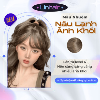 Màu nhuộm tóc NÂU LẠNH ÁNH KHÓI lên từ nền nâu KHÔNG CẦN TẨY kèm oxy tặng gói gội xả phục hồi Linhair