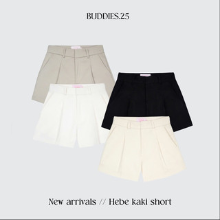 Quần short Hebe khaki xếp ly basic dày dặn Buddies.25