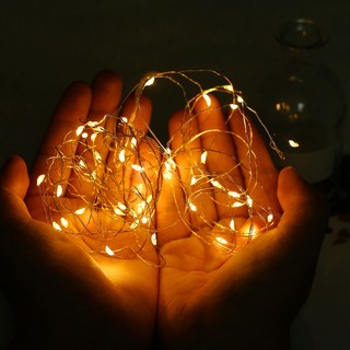 Dây Đèn led đom đóm sẵn pin dài 1m, 2m, 3m trang trí sinh nhật, mẹt tết, trang trí giáng sinh noel, bó hoa