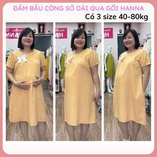 [HANNA size 40-80kg] Đầm bầu công sở dễ thương big size có size 80kg chất vải cao cấp thấm mồ hôi tốt mùa hè dáng dài