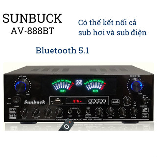 Âm ly bluetooth karaoke Sunbuck AV-888BT- Bộ khuếch đại công suất thực 800W, hỗ trợ kết nối loa sub hơi và sub điện