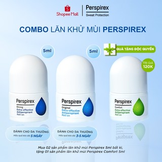 ComboMix 5ml Lăn khử mùi Perspirex Original và Perspirex Strong Cho Da Thường Hay Đổ Mồ Hôi