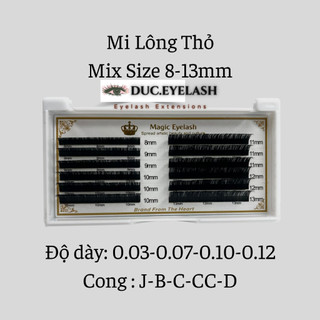 Mi khay lông thỏ / mix 8-13 mm / dày 0.03-0.07-0.10-0.12 / cong j-b-c-cc-d / đức eyelash
