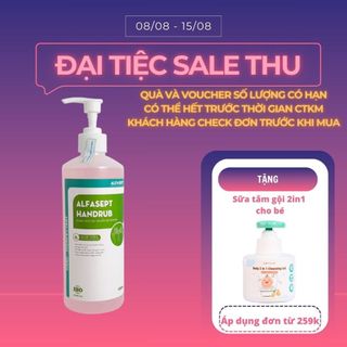 Nước Rửa Tay Khô ALFASEPT Handrub Thân Thiện Với Da, Giúp Diệt Khuẩn Nhanh Chóng Mang Đi Du lịch Tiện lợi 500ml