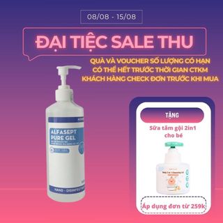 Nước Rửa Tay Khô ALFASEPT Pure An Toàn Cho Da Nhạy Cảm, Giúp Diệt Khuẩn Nhanh Chóng Và Hiệu Quả Lọ 500ml