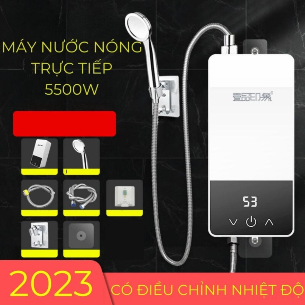 Máy nước nóng trực tiếp GINETARR D5580D1 5500W - Làm nóng nhanh chỉ 3s, có điều chỉnh nhiệt độ, có chống giật, an toàn