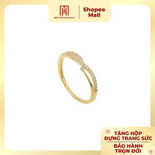 Nhẫn vàng 10k dáng chéo khảm đá cz sáng lấp lánh phong cách ý ny10k42 bảo tín mạnh hải