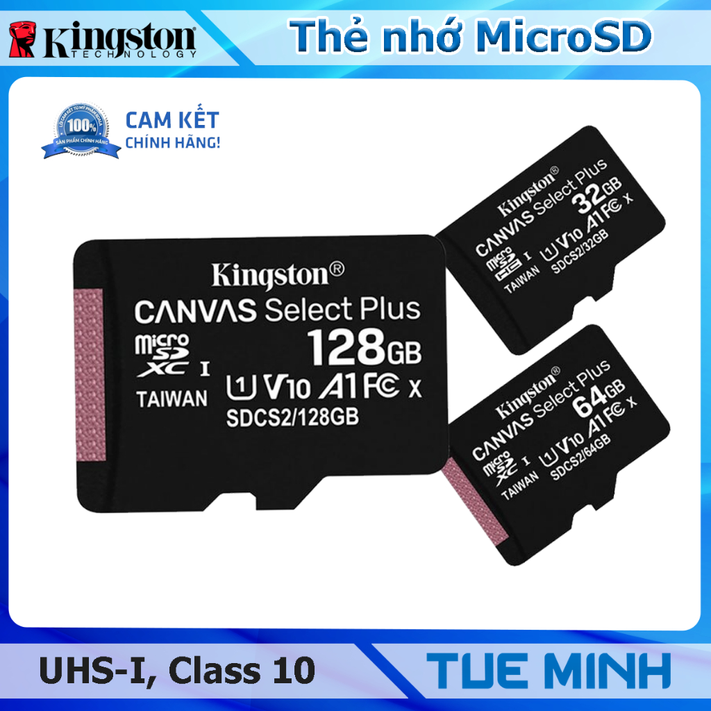 Thẻ nhớ MicroSD Kingston - 100MB Canvas Select Plus chính hãng Synnex FPT phân phối