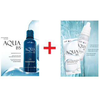 [COMBO Ngâm+Nhỏ mắt ] Nước ngâm kính áp tròng 150ml  và nước nhỏ 15ml mắt dùng kính áp tròng AQUA B5