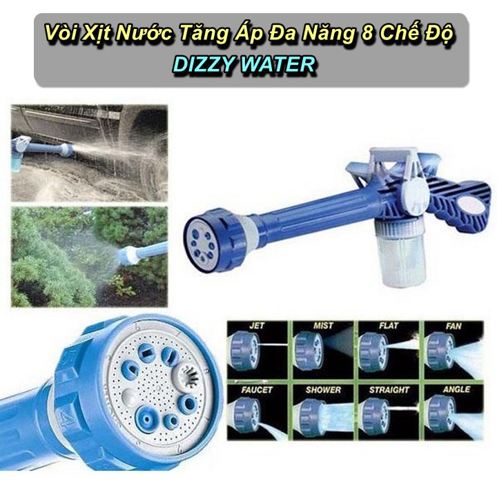 Vòi Xịt Tăng Áp Gia Đình DIZZY WATER Với 8 Chế Độ Phun