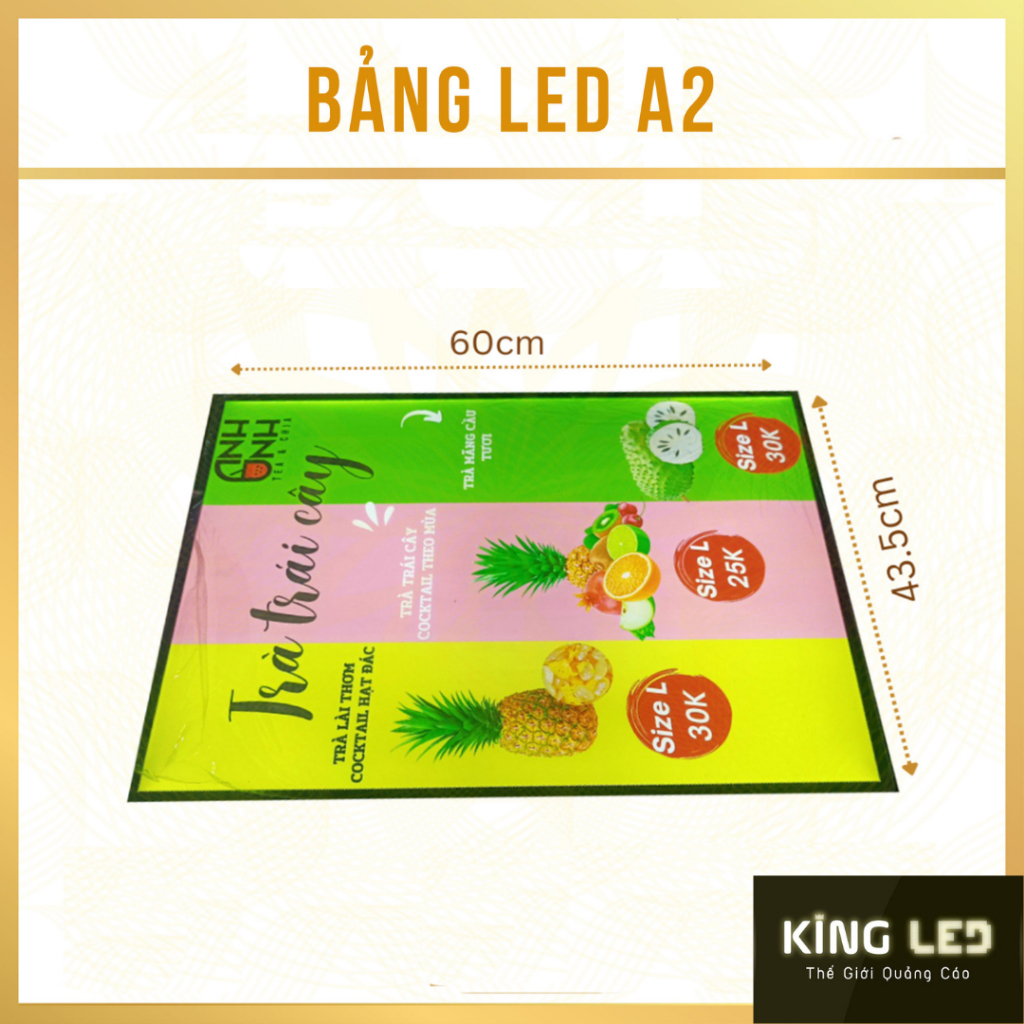[KINGLED] Bảng đèn A2 Led Quảng Cáo, Menu Led, Hộp Đèn Led Để Bàn Một (01) Mặt Khổ A2 - 43,5 x 60cm