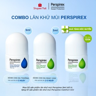 ComboMix 5ml Lăn khử mùi Perspirex Strong cho da thường và Perspirex Comfort cho da nhạy cảm