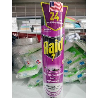 Bình Xịt côn trùng Raid 520ml (Lavender/Chanh/không mùi)