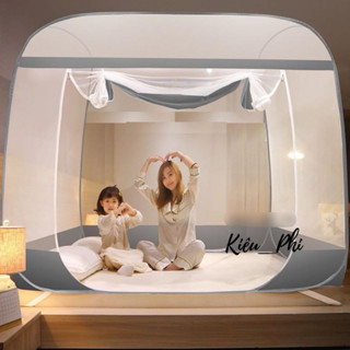 Mùng chụp tự bung đỉnh vuông Kiều Phi - Màn chụp tự bung người lớn gấp gọn chống muỗi ngủ cao cấp