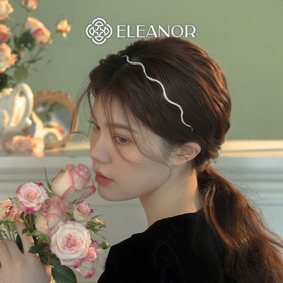 Băng đô cài tóc nữ Eleanor Accessories thiết kế gợn sóng bờm tóc đính đá phụ kiện tóc 8115