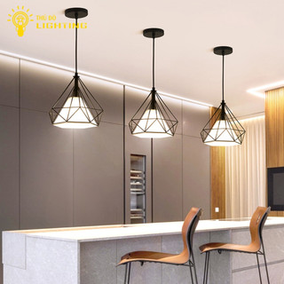 Bộ 3 Đèn Thả Trần Kim Cương THỦ ĐÔ LIGHTING Chất Liệu Thép Và Vải Dù Khung Chụp Đèn Hình Kim Cương.