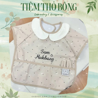 Yếm ăn dặm chống thấm thêu tên/Áo ăn dặm chống thấm thêu tên cho bé trai bé gái, thêu theo yêu cầu