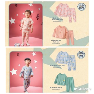Chaang bộ dài tay cánh tiên bé gái, cổ tòn bé trai Music AW2024D11