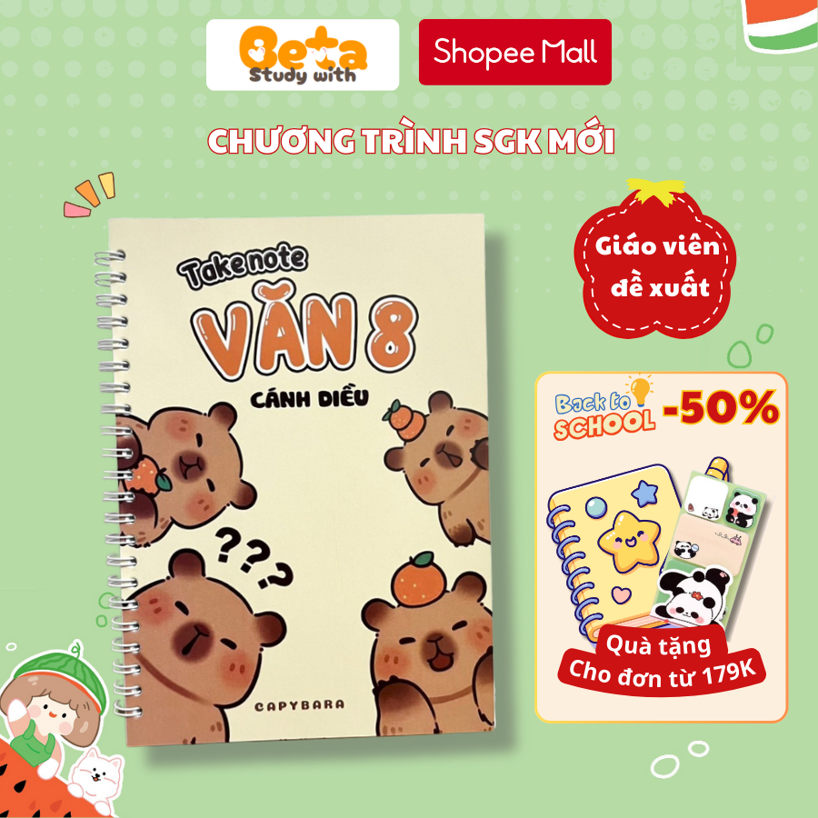 Sổ Tay Takenote Văn 8 Cánh Diều TAKENOTES BETA - Sổ Kiến Thức Tự Học Tốt Ngữ Văn Lớp 8 Cánh Diều