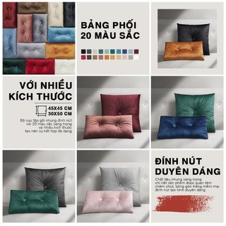 GỐI ÔM SOFA VẢI NHUNG ĐÍNH NÚT (45X45CM) (30X50CM)