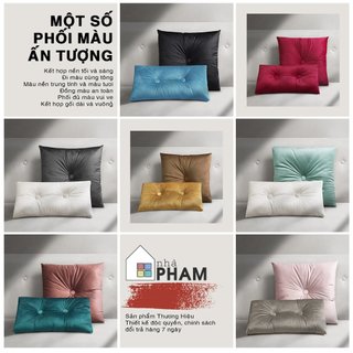 GỐI ÔM SOFA VẢI NHUNG ĐÍNH NÚT (45X45CM) (30X50CM)