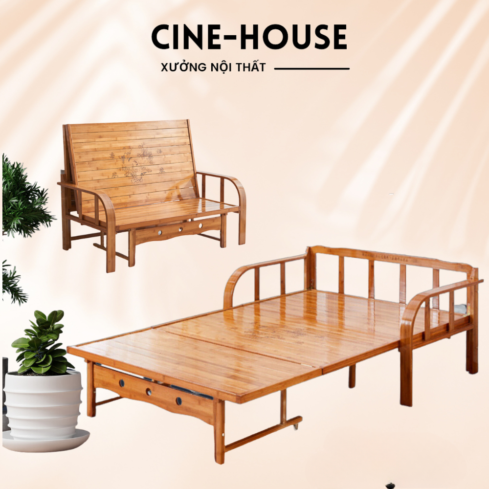 ( QUÀ TẶNG NỆM+GỐI) Ghế Giường gấp gọn CINE-HOUSE,ghế  sofa giường gấp gọn mở rộng thành giường  chấ