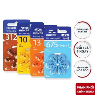 Pin máy trợ thính maxell pr48-13 / pr44-675 / pr536-10 / pr41-312 chính hãng vỉ 6 viên