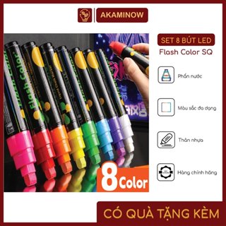 Set 8 bút nguyên hộp Bút Huỳnh Quang Flash Color SQ , bút viết bảng LED