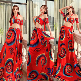 [New Maxi] Đầm váy maxi đi biển omber loang hoạ tiết đỏ form xoè rộng 4m phong cách sành điệu sống ảo chất chill